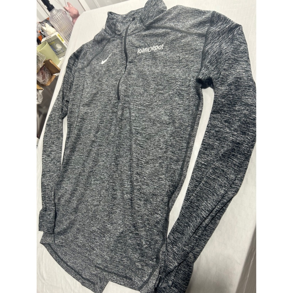 Nike Dri-FIT Quarter Zip Pullover Mens Medium Grey Heathered loanDepot Logo